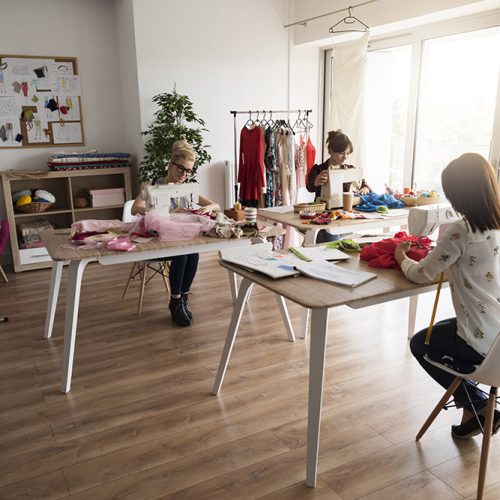 Workshop is full of work by tailors